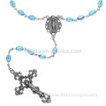 Aqua Blue Tin Cut Rosary